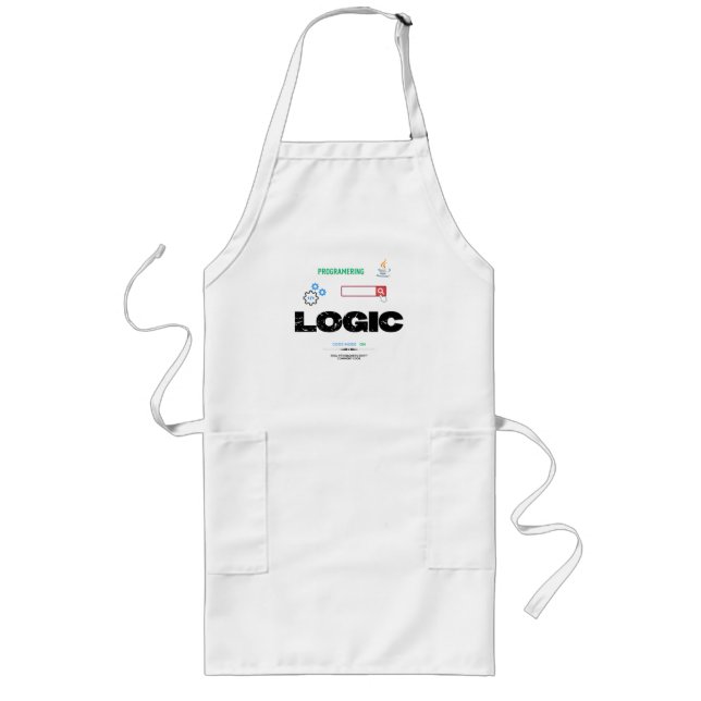 Funny Logic Code Mode On Programming T-Shirt Long Apron (Front)