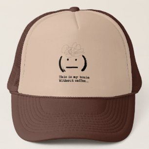 Funny Lol My Brain Without Coffee Emoji Typography Trucker Hat