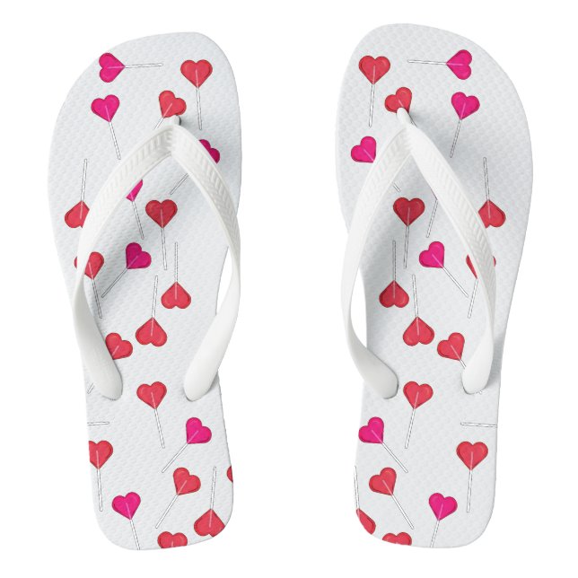 Funny Lolly Red Heart | Lollipop Pattern  Jandals (Footbed)