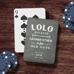 Funny Lolo Grandfather Monogram Playing Cards