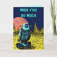 Funny lonely robot miss you card