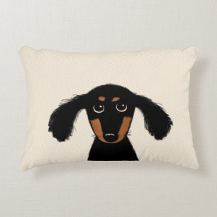 Funny Longhaired Dachshund Puppy Cute Wiener Dog Decorative Cushion