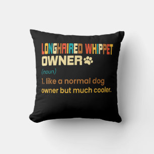 Funny Longhaired Whippet Vintage Retro Dog Mum Dad Cushion