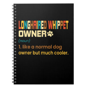 Funny Longhaired Whippet Vintage Retro Dog Mum Dad Notebook