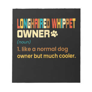 Funny Longhaired Whippet Vintage Retro Dog Mum Dad Notepad