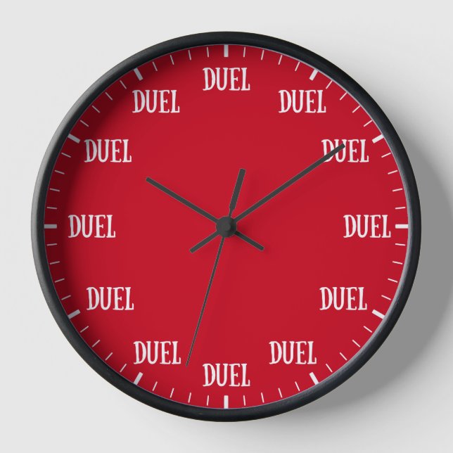 Funny Look at the Time: Time to Duel Clock in Red (Front)