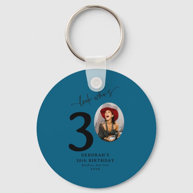 Funny Look Whos 30 Stylish 30th Birthday  Key Ring (Front)
