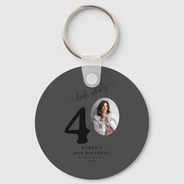 Funny Look Whos 40 Stylish 40th Birthday  Key Ring (Front)