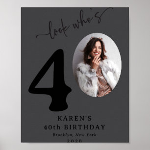 Funny Look Whos 40 Stylish 40th Birthday  Poster