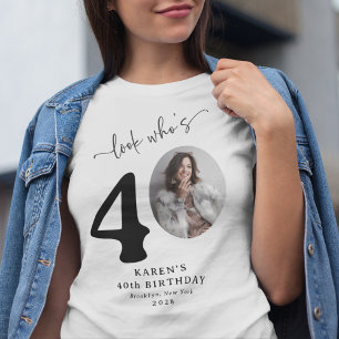 Funny 'Look Who's 40' Stylish 40th Birthday T-Shirt