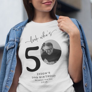 Funny 'Look Who's 50' Stylish 50th Birthday T-Shirt