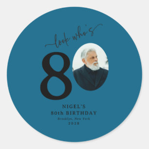 Funny Look Whos 80 Stylish 80th Birthday  Classic Round Sticker