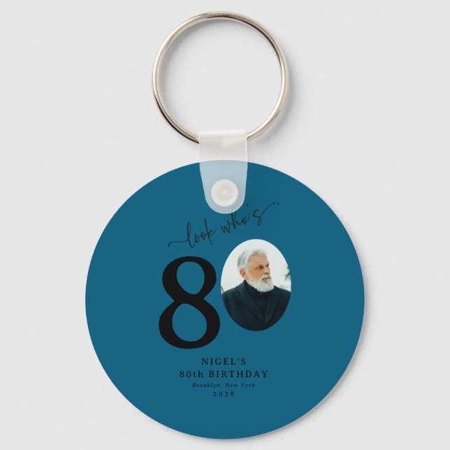 Funny Look Whos 80 Stylish 80th Birthday  Key Ring (Front)