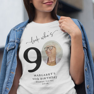 Funny 'Look Who's 90' Stylish 90th Birthday T-Shirt