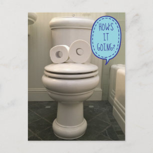 Funny Looking Toilet Asking How's It Going? Postcard