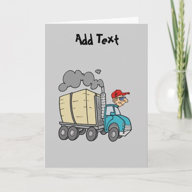 Funny Lorry Truck Driver cartoon personalized Card (Front)