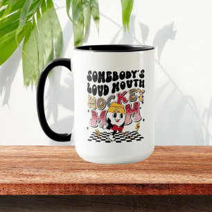 funny loud mouth hockey Mum word art Mug