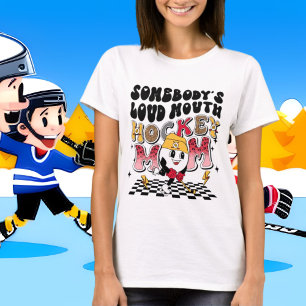 funny loud mouth hockey Mum word art T-Shirt