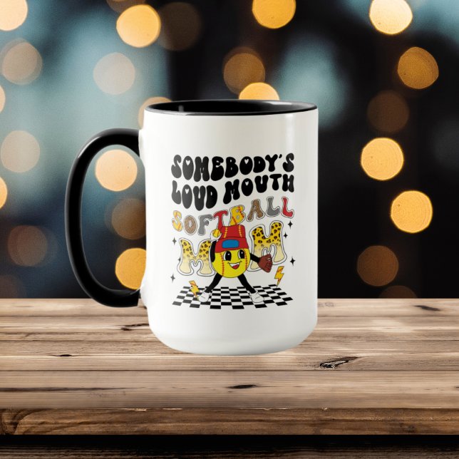 funny loud mouth softball Mum word art  Mug (Creator Uploaded)