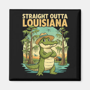 Funny Louisiana Alligator Retro Wildlife Travel Ba Magnet