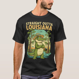 Funny Louisiana Alligator Retro Wildlife Travel Ba T-Shirt