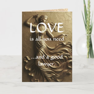 Funny Love & A Good Lawyer Gold Luxury Thank You Card