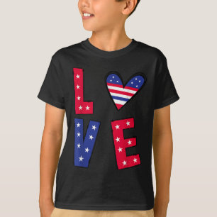 Funny Love American Flag Day Usa 4th Of July Patri T-Shirt