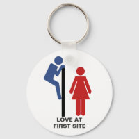 FUNNY LOVE AT FIRST SIGHT TOILET SIGN KEYCHAIN