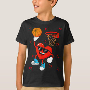 Funny Love Basketball Heart Shape Happy Valentine' T-Shirt