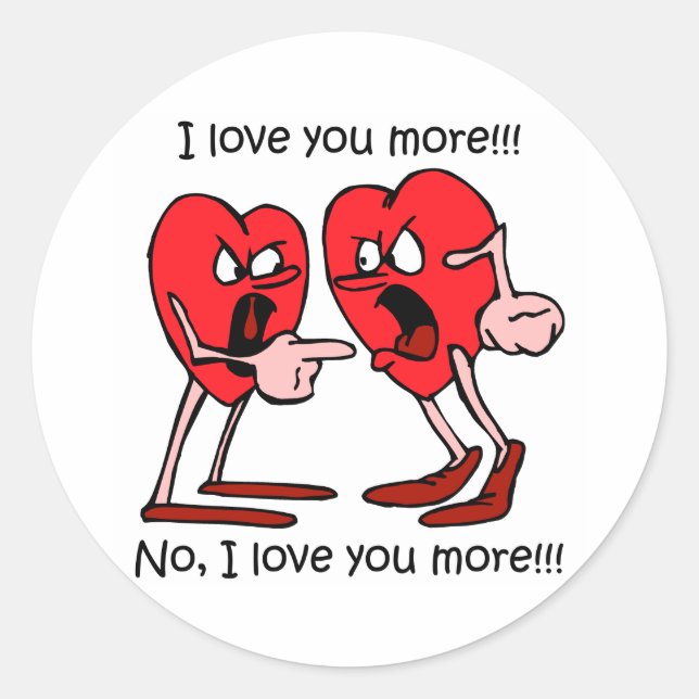 Funny love classic round sticker (Front)