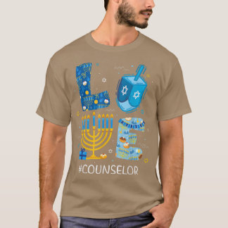 Funny LOVE Counsellor Teacher Menorah Jewish Hanuk T-Shirt