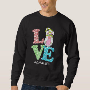 Funny Love Gnome Cna Life Leopard Happy Easter Day Sweatshirt