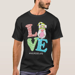 Funny LOVE Gnome Nurse Life Leopard Happy Easter D T-Shirt