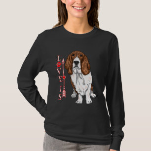 Funny Love Is Basset Hound Dog Cute Dog Paw Print  T-Shirt