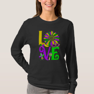 Funny LOVE Mardi Gras Sunflower Fleur De Lys Costu T-Shirt