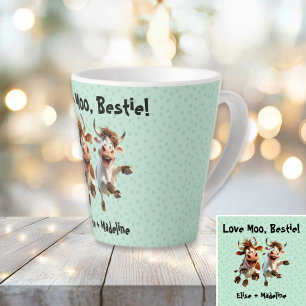 Funny “Love Moo Bestie” Personalised Best Friends Latte Mug