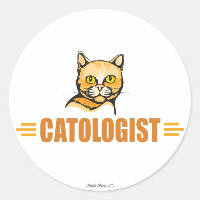 Funny Love My Cat Classic Round Sticker (Front)