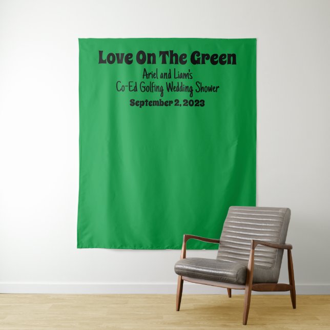 Funny "Love On The Green" Golfing Wedding Shower Tapestry (In Situ)