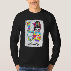 Funny Love Scrub Life Messy Bun Easter Day Christi T-Shirt