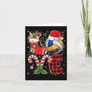 Funny Love Volleyball Ball Santa Hat Christmas Lig Card