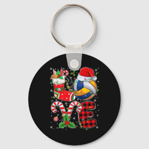 Funny Love Volleyball Ball Santa Hat Christmas Lig Key Ring
