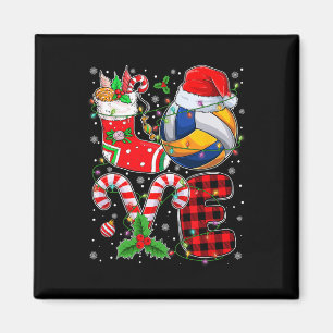 Funny Love Volleyball Ball Santa Hat Christmas Lig Magnet