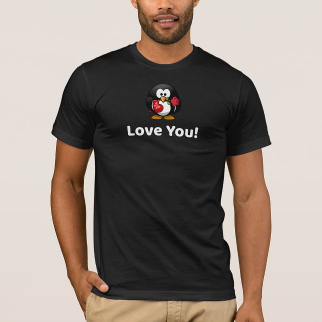 Funny Love You! Valentine's Day Penguin T-Shirt (Front)