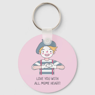 Funny Love You With All Mime Heart Key Ring