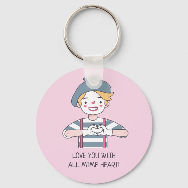Funny Love You With All Mime Heart Key Ring (Front)