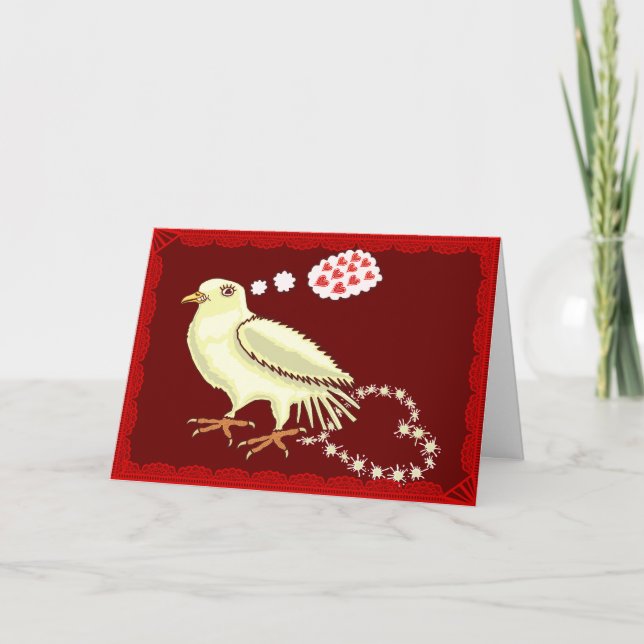 Funny Lovebird Valentine's Day Dove Holiday Card (Front)