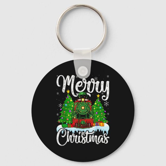 Funny Lover Xmas Lighting Santa Train Christmas  Key Ring (Front)
