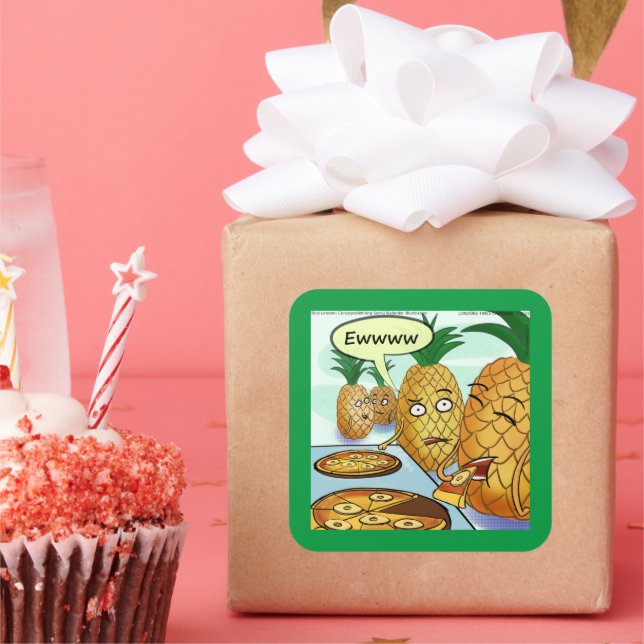 Funny LTCartoons Pineapple Pizza Comic Crafting  Square Sticker (Party)