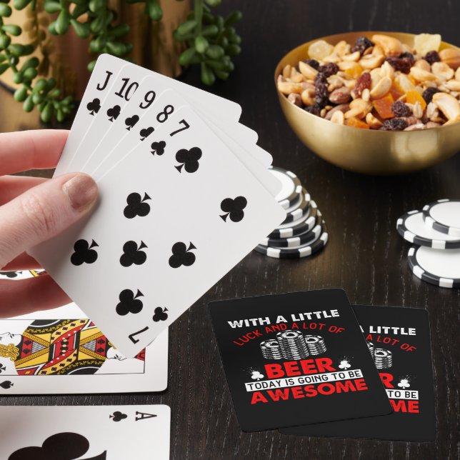 Funny luck beer word art  playing cards (In Situ)