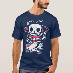Funny Lucky Friday Skeleton Lucky Cat Horror Movie T-Shirt